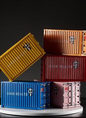 ys306G铁艺集装箱纸巾盒创意抽货柜造型纸盒抽盒纸家居软装摆摄影