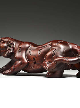 黑檀木雕老虎摆件实木质雕刻工艺品家居装饰生肖动物送礼摆设礼品