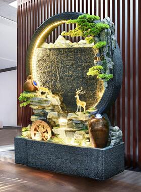 落地假山流水喷泉客厅办公室鱼缸瀑布造景水幕墙招财风水景观摆件