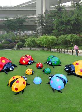 户外花园林景观仿真七星瓢虫发光雕塑别墅庭院草坪装饰品甲虫摆件