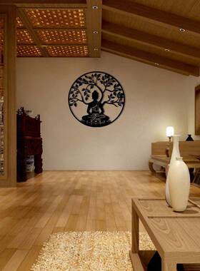 亚马孙爆款圆形生命树家居装饰线条画客厅背景卧室床头玄关铁艺品