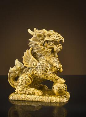 铜掌柜铜麒麟摆件一对黄铜八卦火麒麟家居卧室办公室装饰工艺礼品