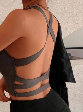 Summer Fashion Sexy Crop Top Women Bra Hollowed Back Cross S