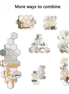 45pcs Mirror Wall Sticker, Hexagon Wall Art Sticker, DIY Hou