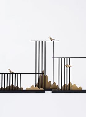 新中式假山摆件酒店售楼处样板房摆设客厅电视柜玄关软装饰品高端