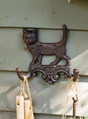 欧式简约复古铁艺猫狗挂钩庭院花园创意装饰挂衣钩钥匙钩墙壁挂