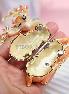 易尚宝金属珐琅彩七宝烧饰品盒手绘家居工艺品圣诞麋鹿小鹿摆件