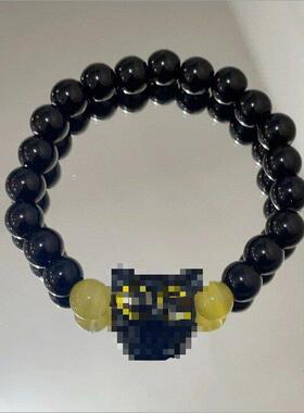 甜酷小喵ins小众设计黑色串珠手链情侣闺蜜礼物猫咪手串