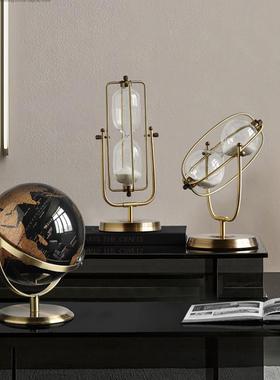 创意金属沙漏计时器摆件刷牙30分钟60分钟欧式书房办公室软装饰品