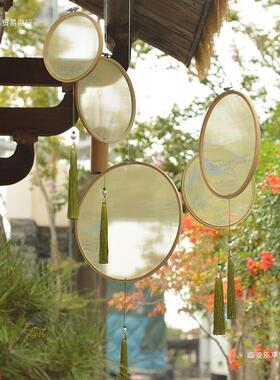 中式千里江山古风挂饰挂件圆形空中结婚橱窗幼儿园布置环创吊饰品