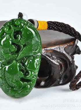 鱼把玩手件绿 玩件把菠菜玉碧玉手玉抓腰件鱼挂件件