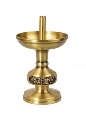 宏达黄铜莲花蜡烛佛像装饰摆件