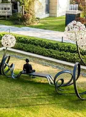 不锈钢雕塑制作户外公共区创意蒲公英装饰坐凳园林景观美陈座椅