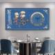 New Chinese style dining room clock wall clock living room 2025 new Chinese style Baifu word hanging painting painting art clock free