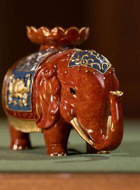 朱仁饰铜 创炳意家居桌面水装中式大象摆吉祥安康风饰吉祥安康对