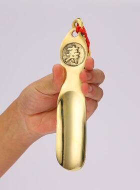 纯铜鞋拔子提鞋穿鞋器鞋抽鞋溜子便携式家用金属纯黄铜传统小鞋拔