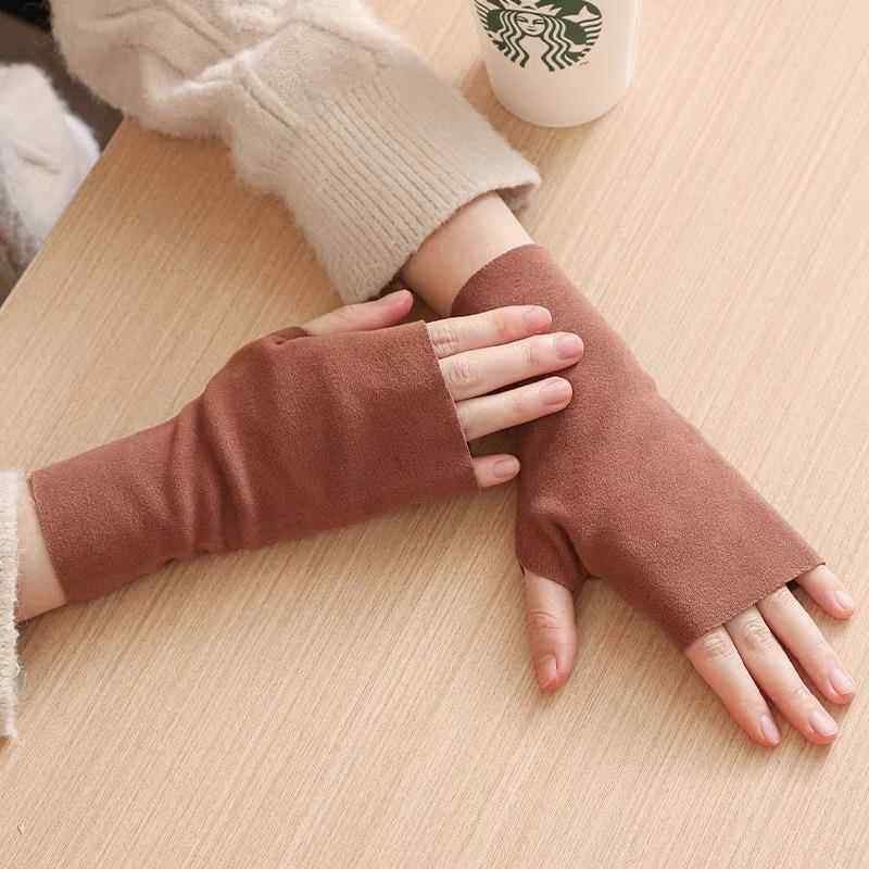 德绒半指手套自发热女秋冬季保暖防寒学生写字办公打字漏指手套,淘宝优惠券,粉丝福利购,淘宝优惠卷