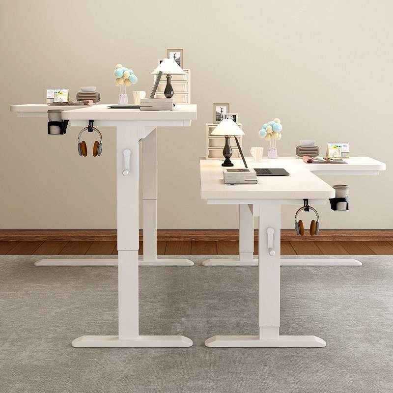 手摇升降桌转角书桌电脑桌L型家用办公桌子可调节卧室实木学习桌,淘宝优惠券,粉丝福利购,淘宝优惠卷