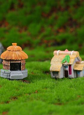 新款茅草屋摆件 微景观场景装饰品 田园复古圆形屋 桌面小摆件