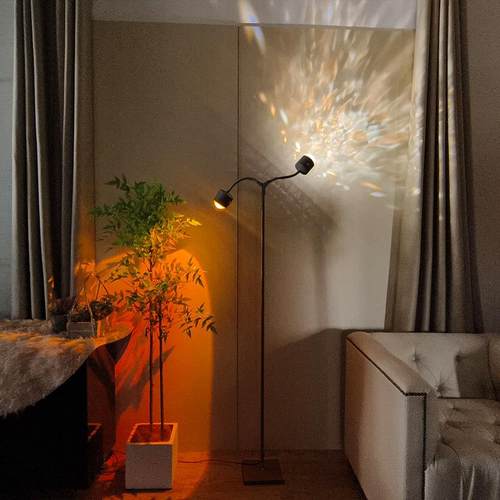 新款双头分叉日落水波纹氛围灯网红直播专用背景夕阳红水纹落地灯 - 图0