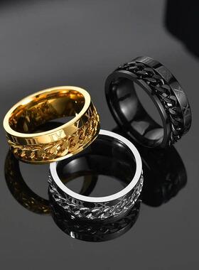 Cool Stainless Steel Rotatable Men Ring High Quality Spinner