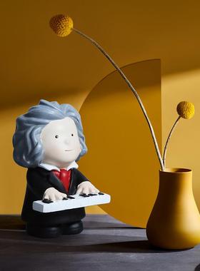 卡装通饰客厅桌面卧室酒柜贝多芬工钢琴人物摆格件半乐队摆件手复