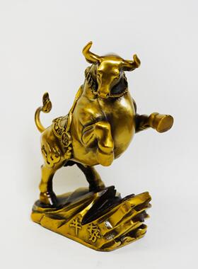 雕塑铜吉祥如意牛摆件家居办公室公司开张工艺礼品金钱牛