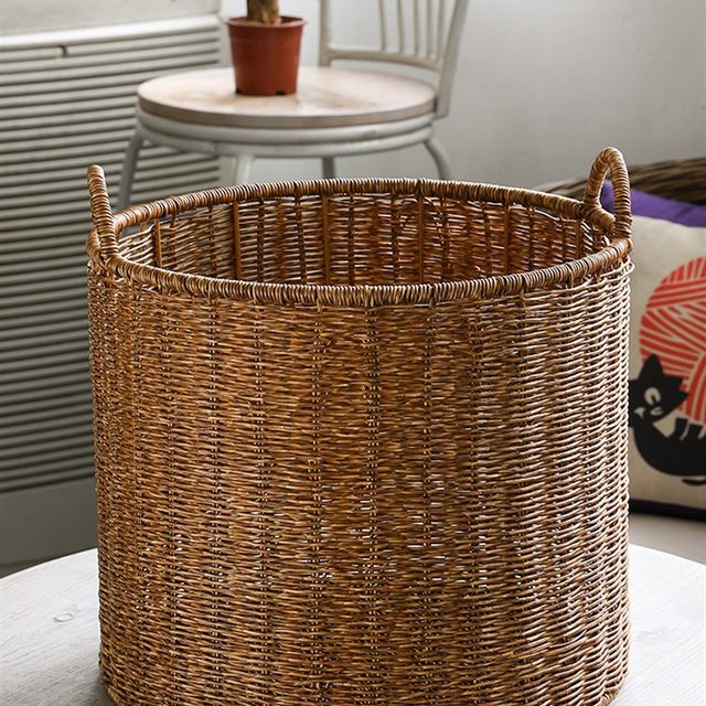 Nordic style woven dirty clothes basket large size bathroom dirty clothes storage bucket imitation rattan woven V-washing basket clothes basket round