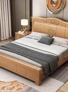 新中式实木床1.8米1.5m双人床经济型简约现代家具主卧室储物婚床