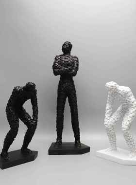 现代简约创意树脂马赛克人物摆件办公室样板间家居客厅桌面装饰品