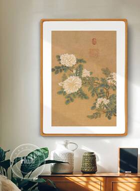 宋代美学餐厅装饰画马远蔷薇仙杏图中古风玄关柜新中式挂画绢丝画