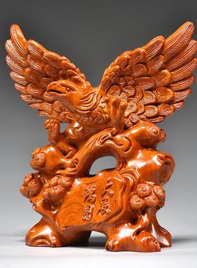 红木雕鹰饰品展红木雕鹰家居客厅办公桌面装饰红木工艺品
