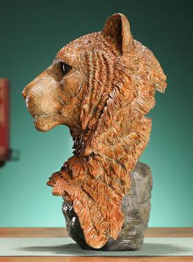 虎首彩铜工艺品客厅家居玄关铜摆件黄铜摆饰大堂桌面铜装饰品