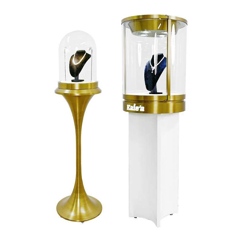 定制奢侈品珠宝展示柜圆形玻璃罩黄金首饰柜不锈钢翡翠玉石高柜,淘宝优惠券,粉丝福利购,淘宝优惠卷