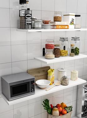 墙上打孔壁挂置物架收纳隔板墙壁书架一字搁板复古客厅厨房墙架