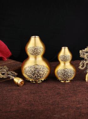铜工艺品家居摆件风水摆件九龙葫芦铜摆件