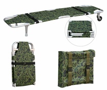 Army Green four-fold stretcher stretcher camouflated with wheel with foot