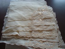 Embroidered napkin small handkerchief with transparent yarn decorative opening cloth 29 * 29cm beige milky white