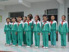 中小学生绿色校服套装/小学绿色校服裤子/运动服/白色T恤蓝色校服 - 图1