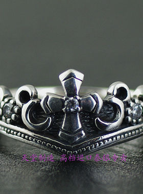 进口925女士925纯银镶钻皇冠戒指
