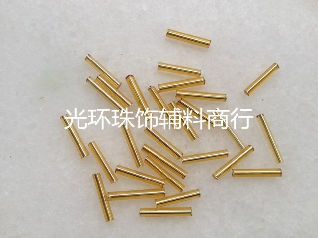 DIY管珠 4.5mm-12mm金色/银色银心玻璃管珠银色珠管服装辅料-图0