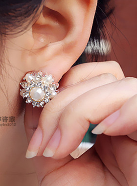 吴昕同款欧美风韩版镶钻珍珠
