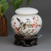 Fashion and eco-friendly small eating snack cover Flower Bird boutique Delicate Ceramic Seal Pot Tea Refreshing Pot M II