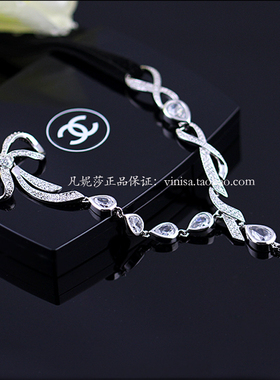 韩国进口优雅蝴蝶锆石晚礼服项链