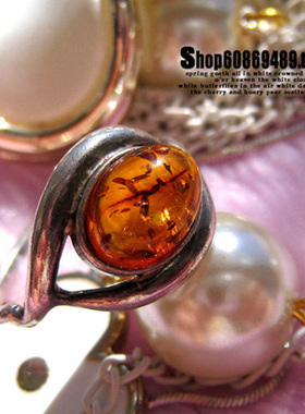 纯银饰品波兰琥珀戒指