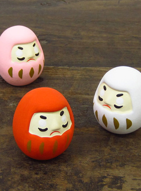 日本开运招福土产置物达摩陶器