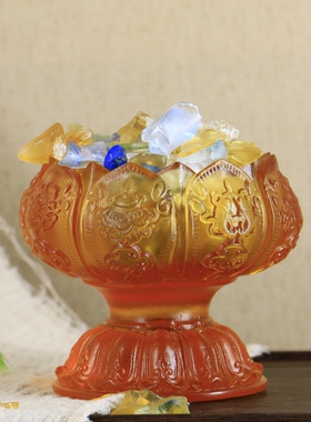 古法琉璃烛台长明灯供佛用品