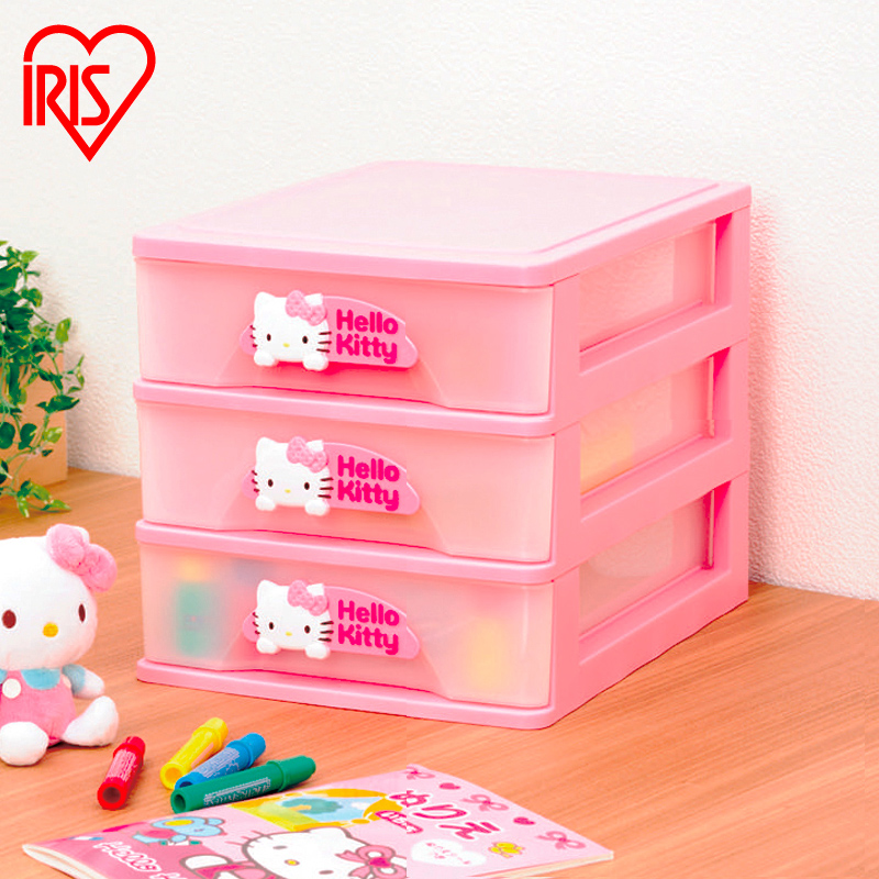 愛麗思IRIS hellokitty卡通塑料文具小物抽屜式桌面收納盒KCA-421