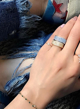 不怕水不掉色轻奢欧美方形戒指