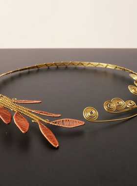 线条艺术手工金色复古饰品项圈链